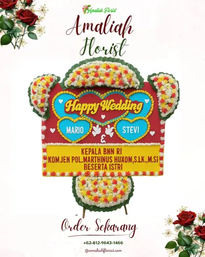 Karangan Papan Bunga Pernikahan di Surutanga